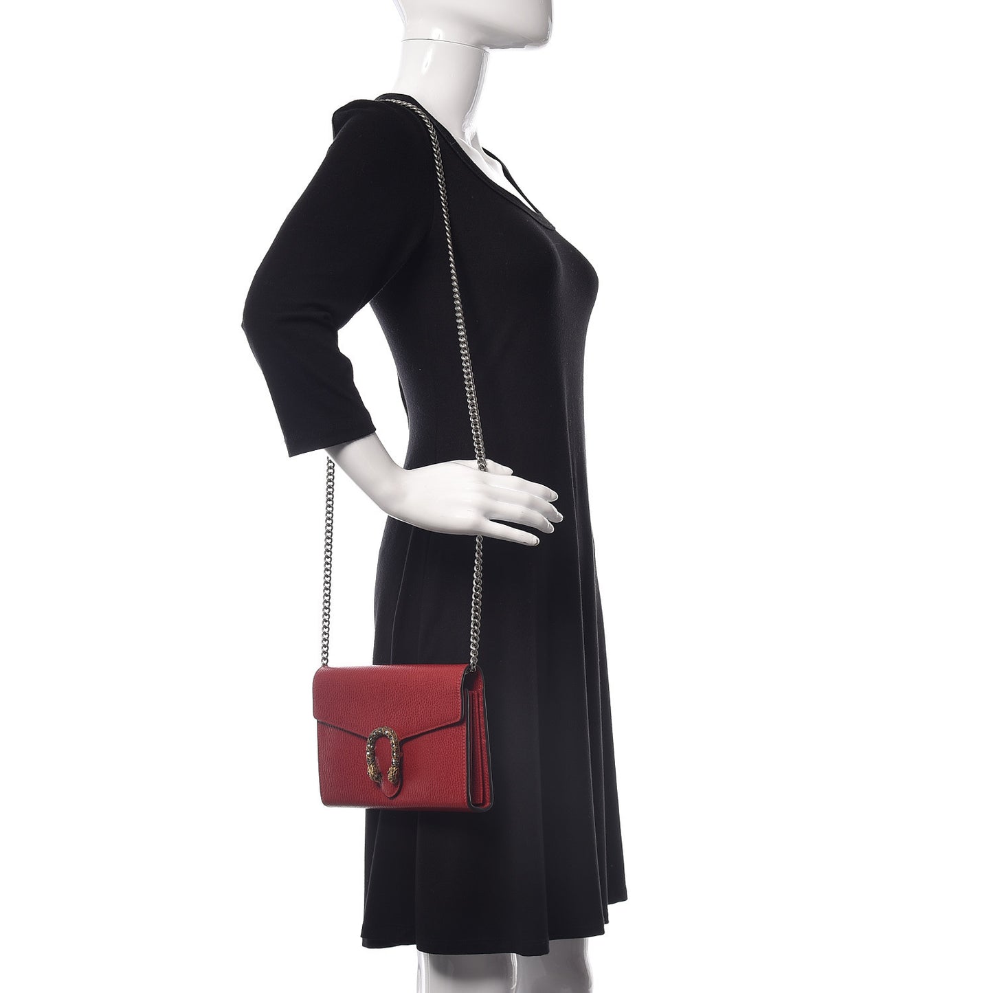 Calfskin Mini Dionysus Chain Wallet Hibiscus Red