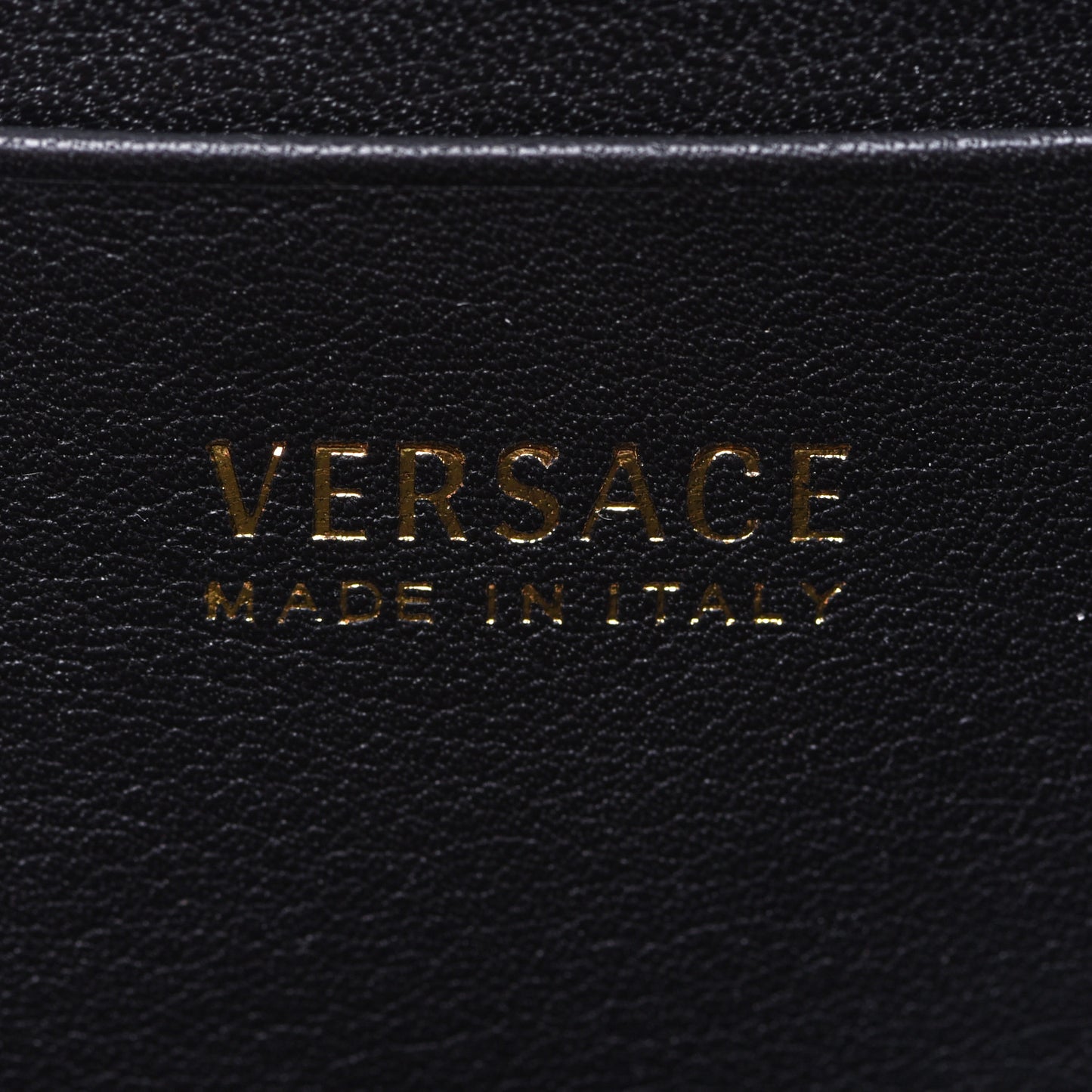 Calfskin Medusa Compact Zip Around Wallet Black