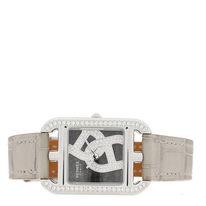 Hermes Stainless Steel Alligator Diamond Bezel 23mm Cape Cod Chaine d'Ancre Joaillier Quartz Watch Gris Perle 2 of 5