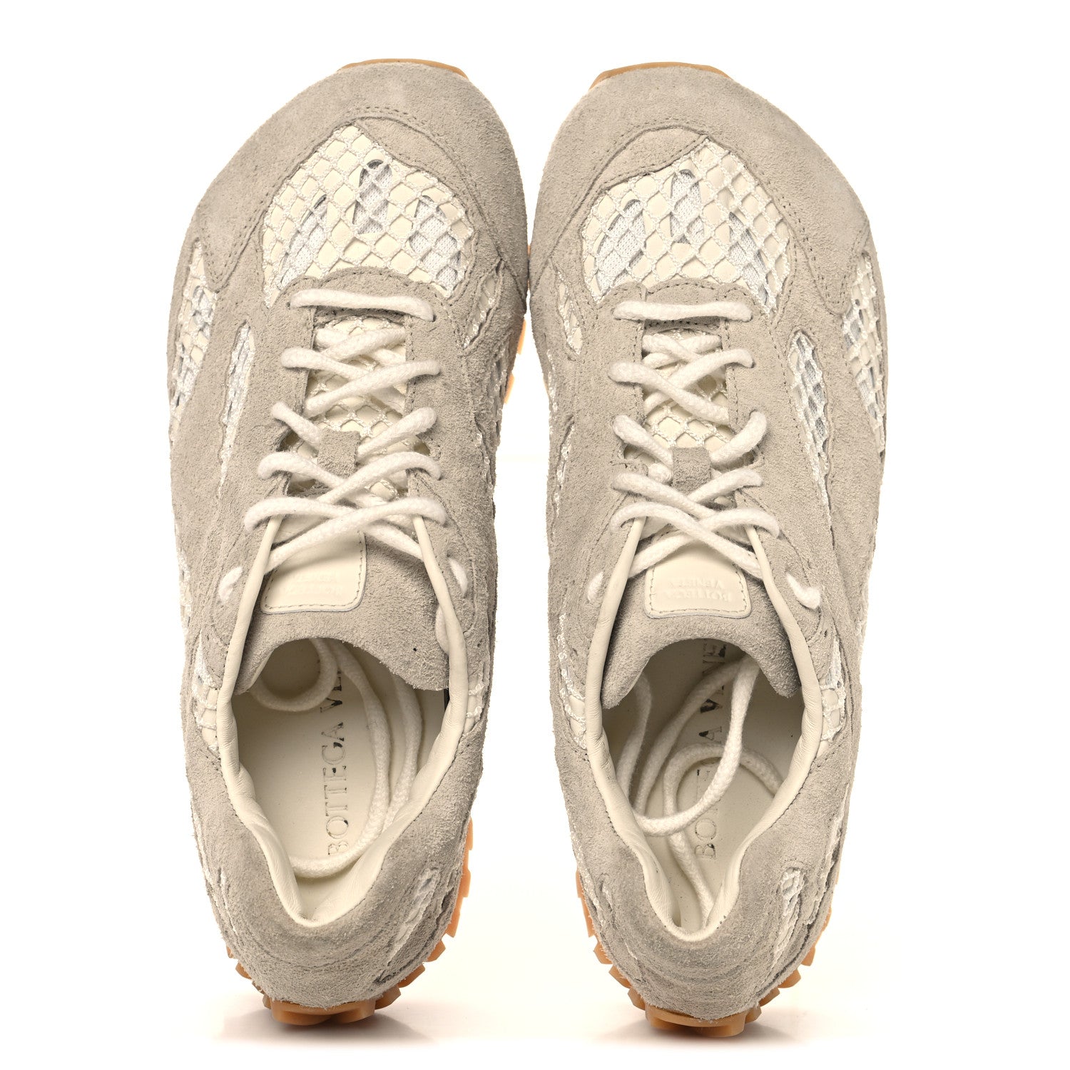 Bottega Veneta Calfskin Fishnet Fabric Orbit Sneakers 38 Sea Salt 2 of 7