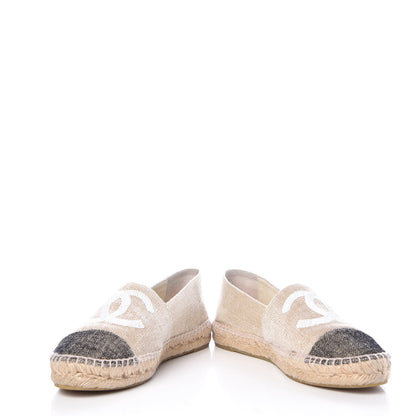 Chanel Toile Sequin CC Espadrilles 39 Beige Black 6 of 15