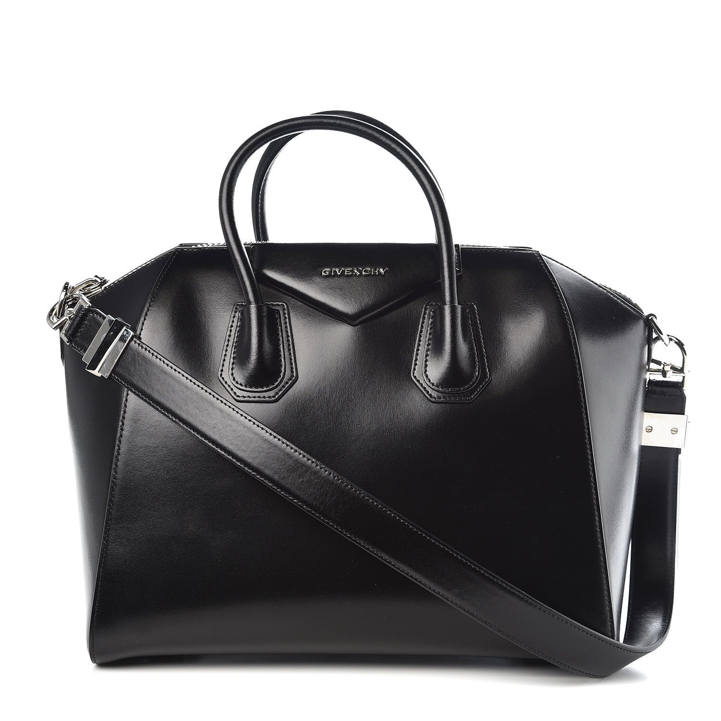 Shiny Lord Calfskin Medium Antigona Black