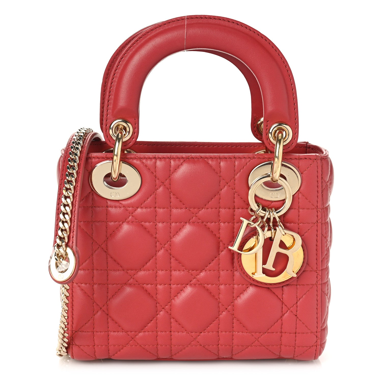 Christian Dior Lambskin Cannage Mini Lady Dior Coral 1 of 8