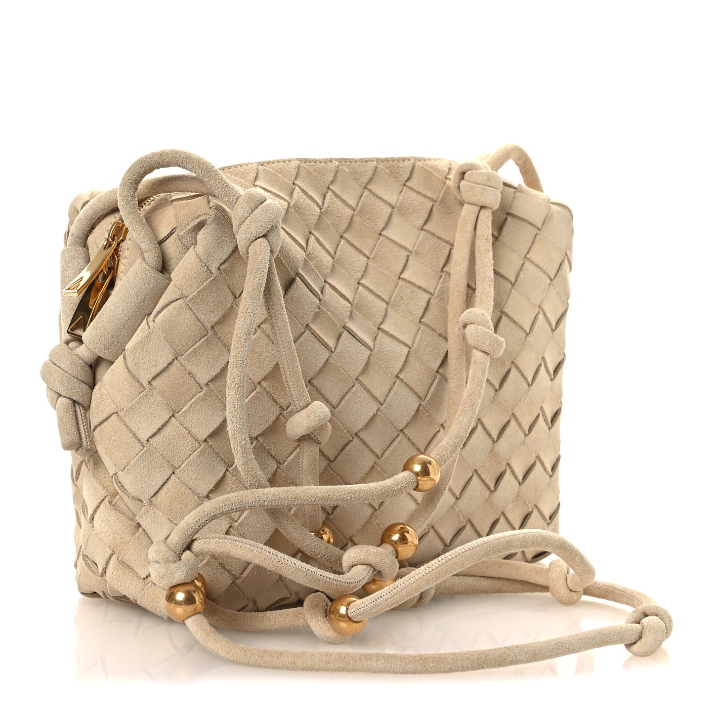 Suede Intrecciato Small Loop Camera Bag Sand