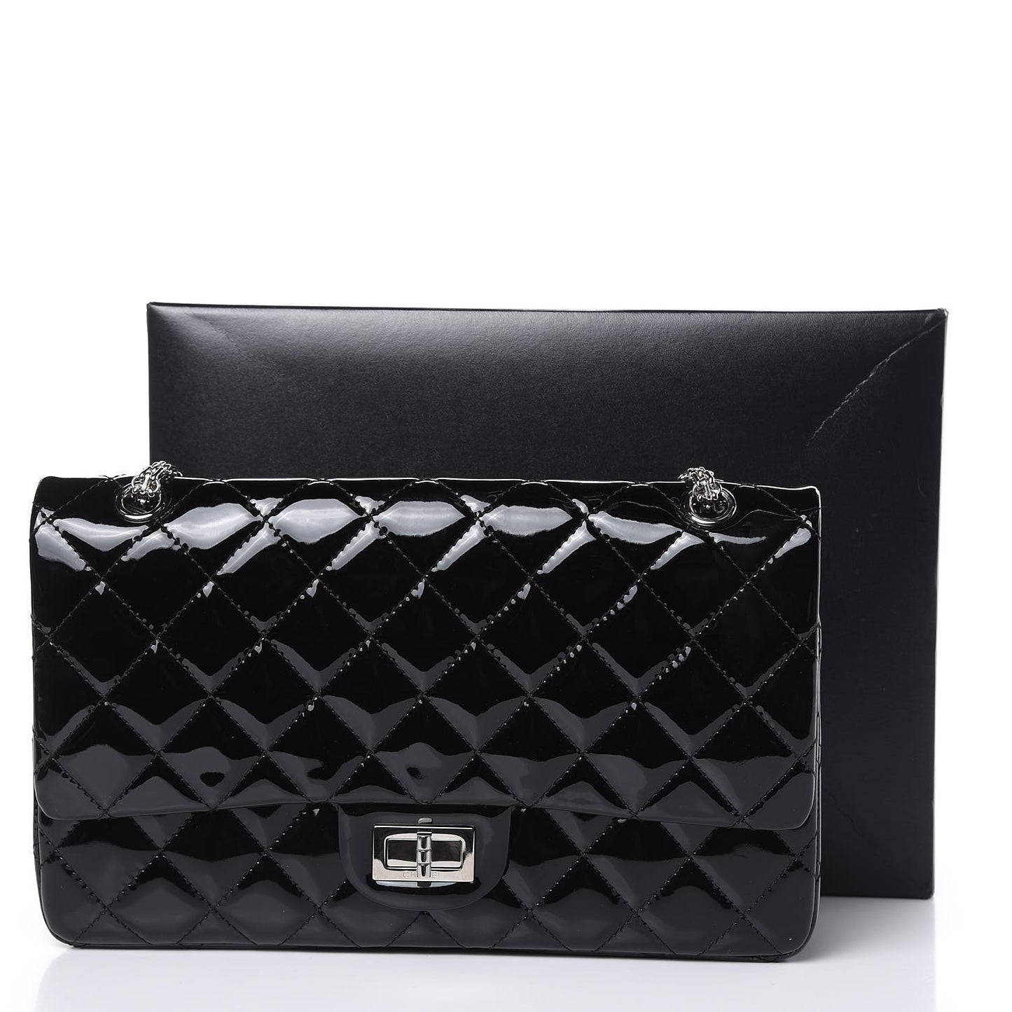 Patent Quilted 2.55 Reissue 227 Flap Black