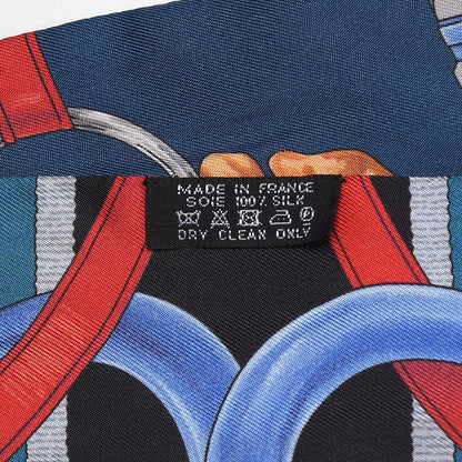 Hermes Silk Grand Manege Twilly Bleu Rouge Black 4 of 5