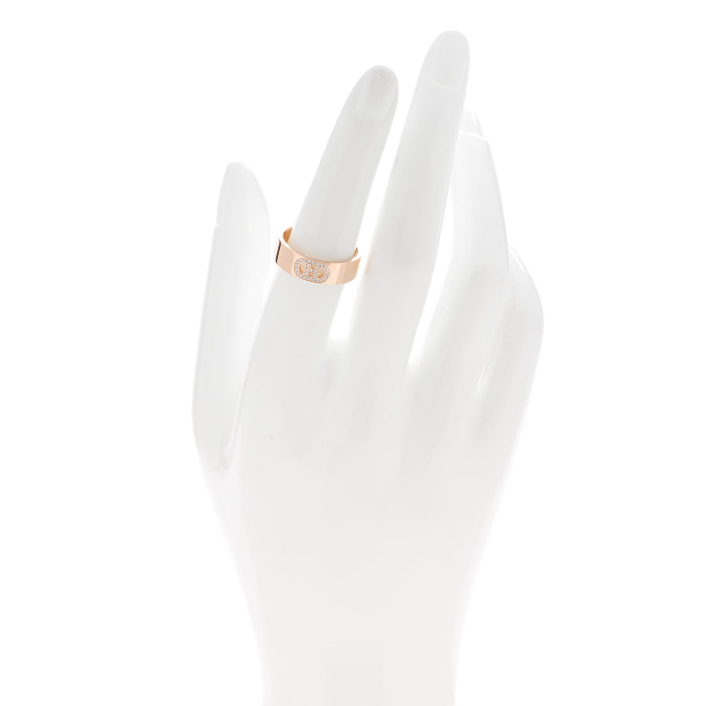 18K Rose Gold Diamond PM H D'Ancre Ring 54 6.75