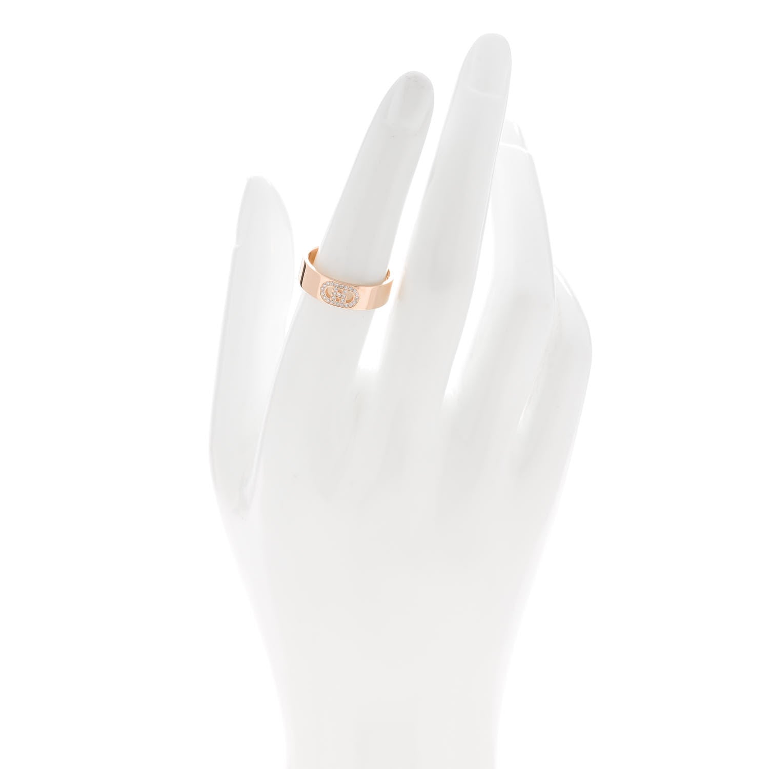 Hermes 18K Rose Gold Diamond PM H D'Ancre Ring 54 6.75 2 of 4