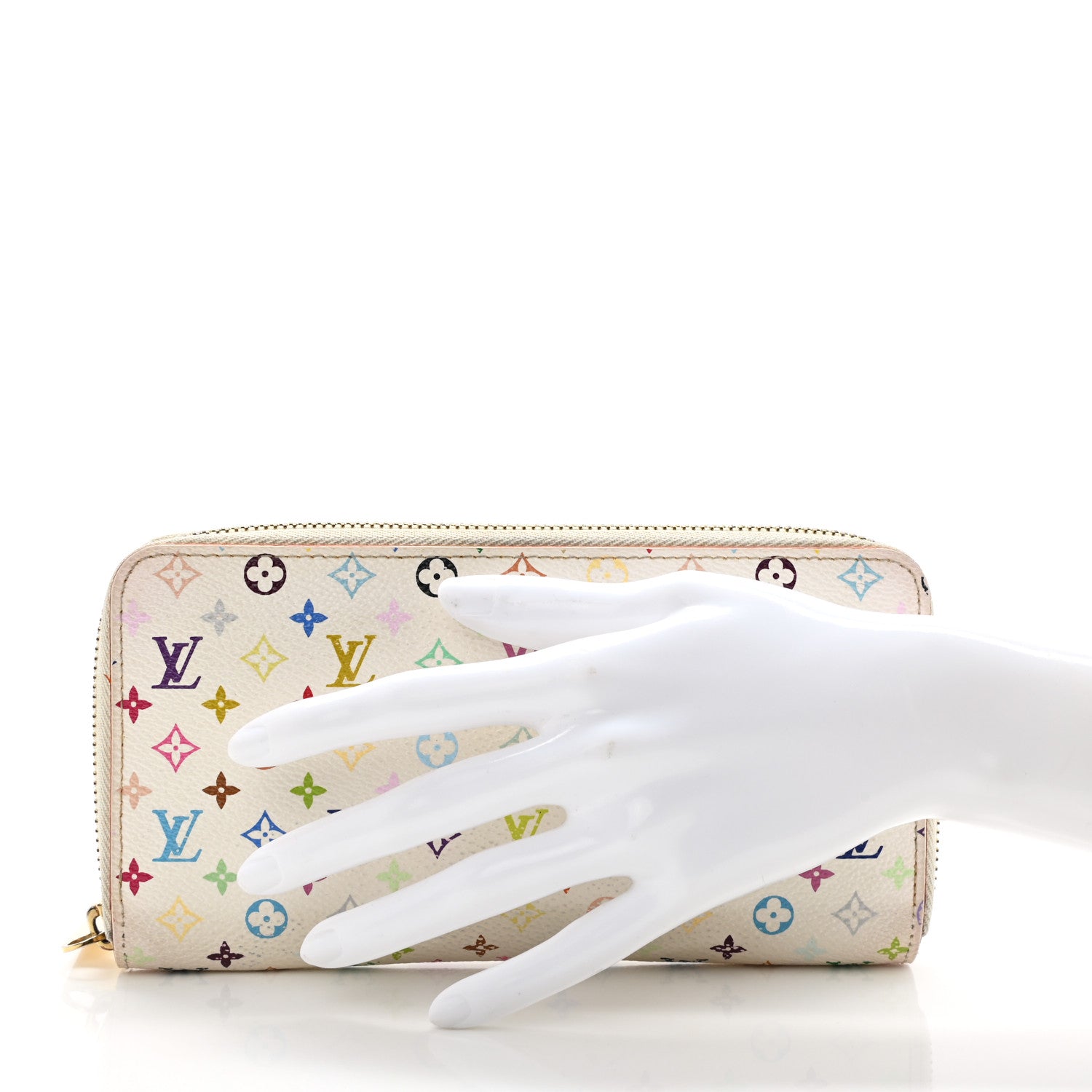 Louis Vuitton Monogram Multicolor Zippy Wallet White Litchi 2 of 10