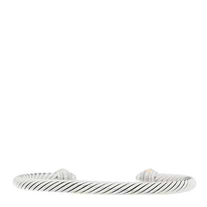 David Yurman Sterling Silver 14K Yellow Gold Diamond 5mm Cable Classics Pave Domes Bracelet 2 of 5