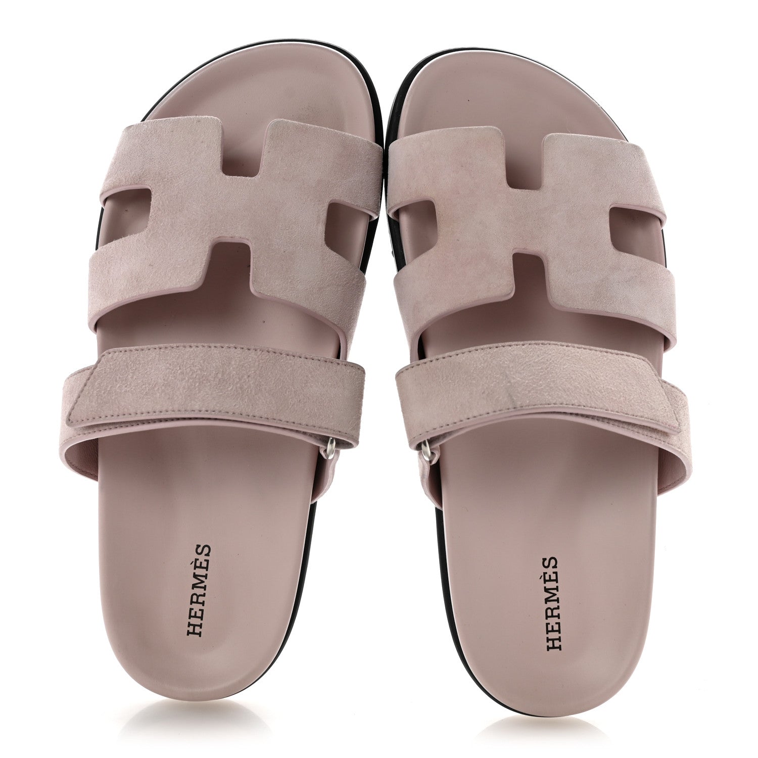 Hermes Suede Goatskin Womens Chypre Sandals 38.5 Rose Porcelaine 2 of 9