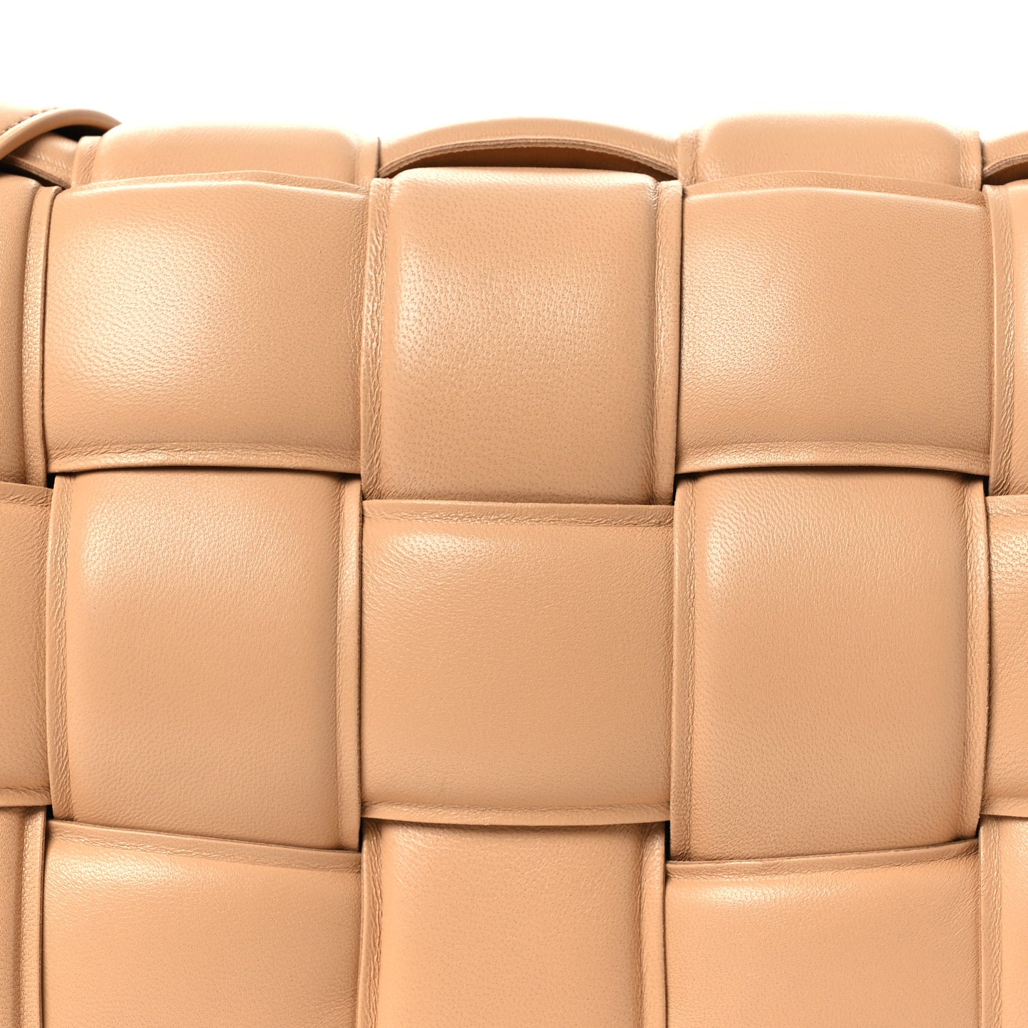 Nappa Maxi Intreccio Padded Cassette Crossbody Bag Almond