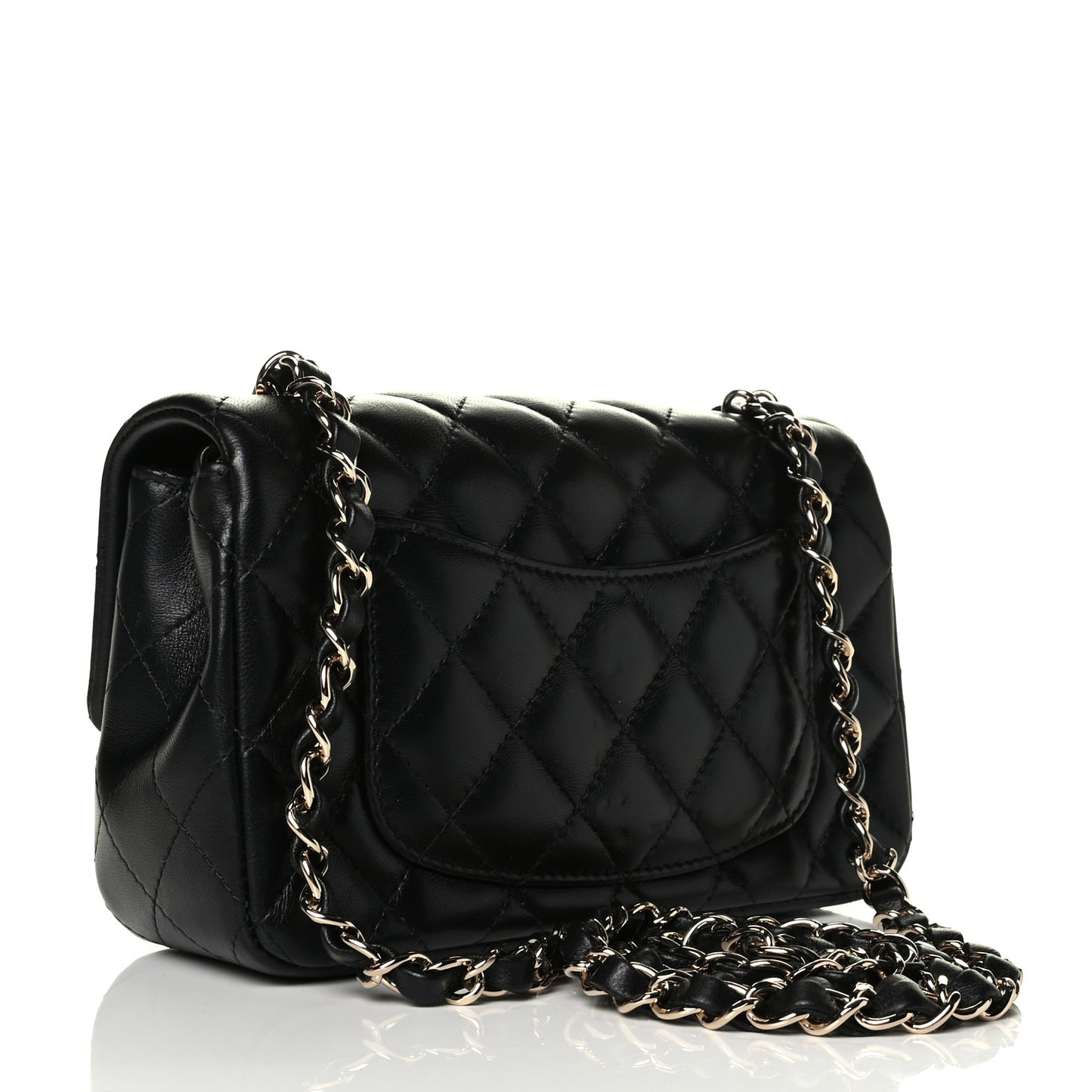 Lambskin Quilted Mini Rectangular Flap Black