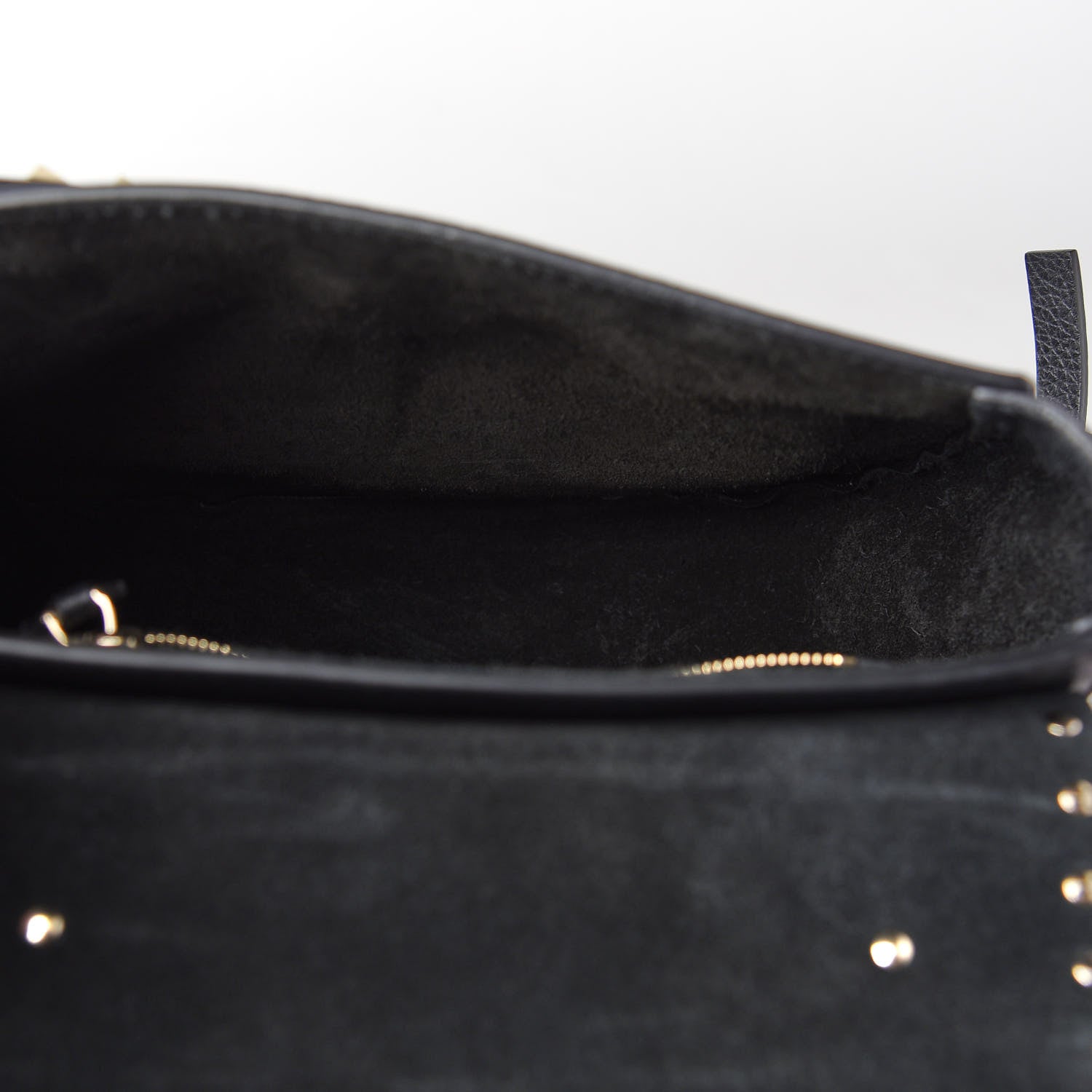 Valentino Garavani Grained Calfskin Rockstud Saddle Bag Black 5 of 8
