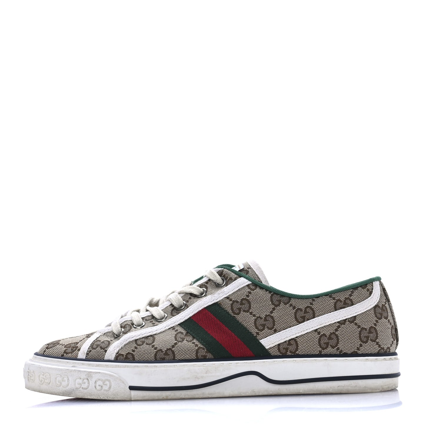 GG Monogram Web Womens 1977 Tennis Sneakers 41 Beige Ebony Mystic White