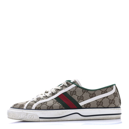 Gucci GG Monogram Web Womens 1977 Tennis Sneakers 41 Beige Ebony Mystic White 1 of 10