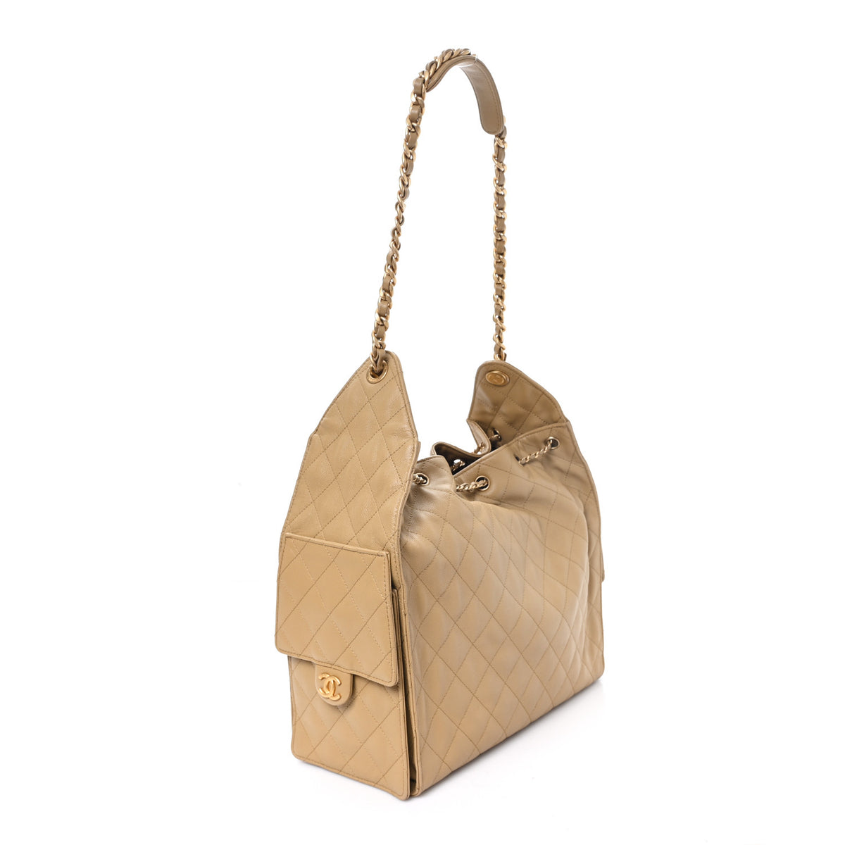 Caviar Quilted Medium Chanel 25 Handbag Dark Beige