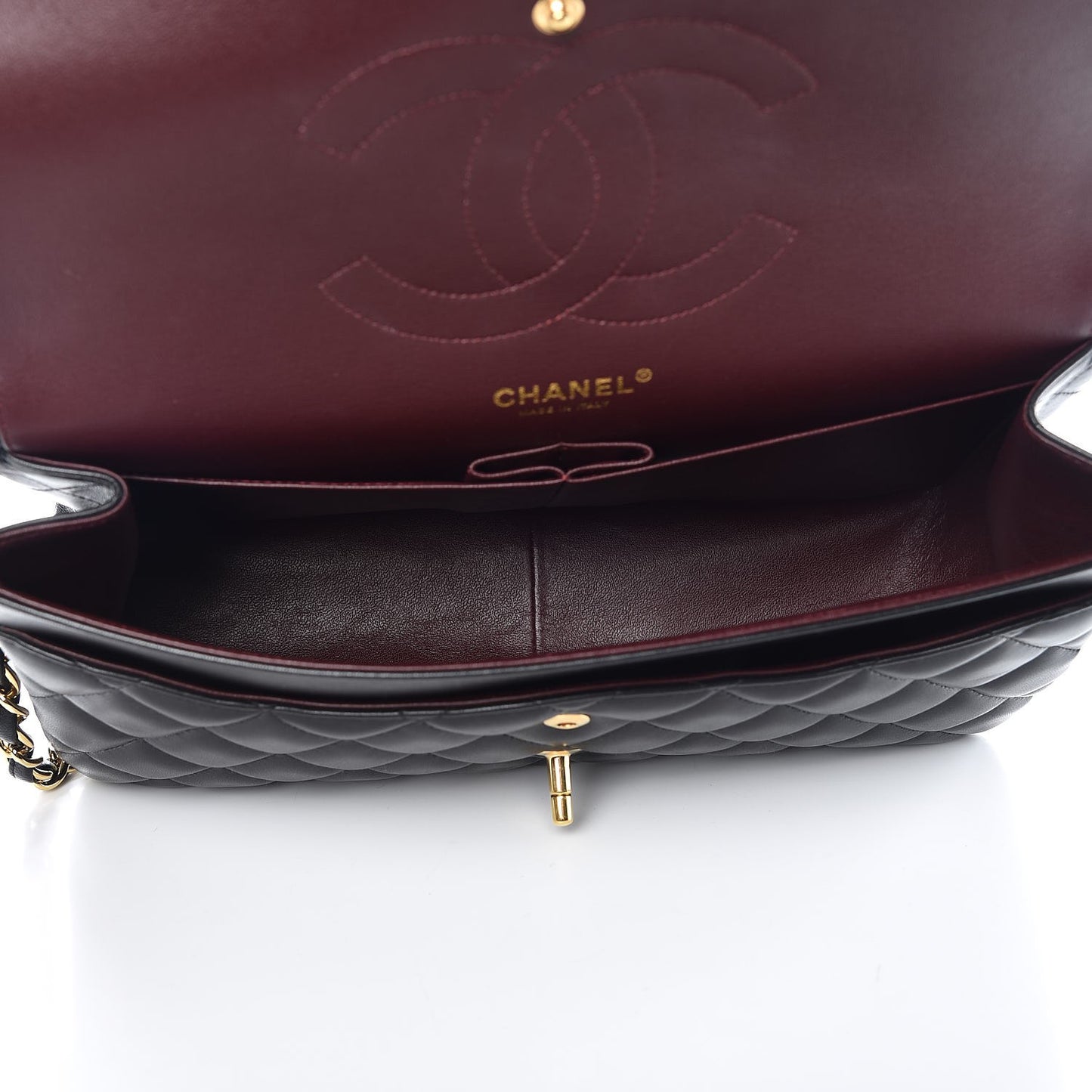 Lambskin Quilted Jumbo Double Flap Black