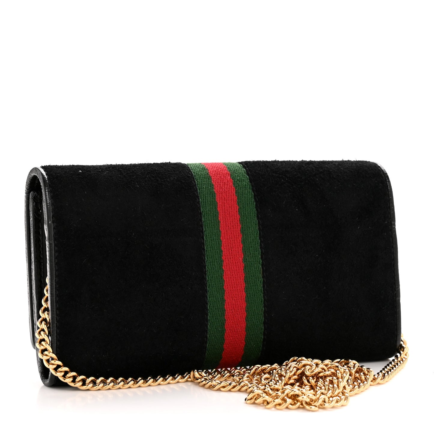 Suede Patent Web Ophidia Wallet On Chain Black