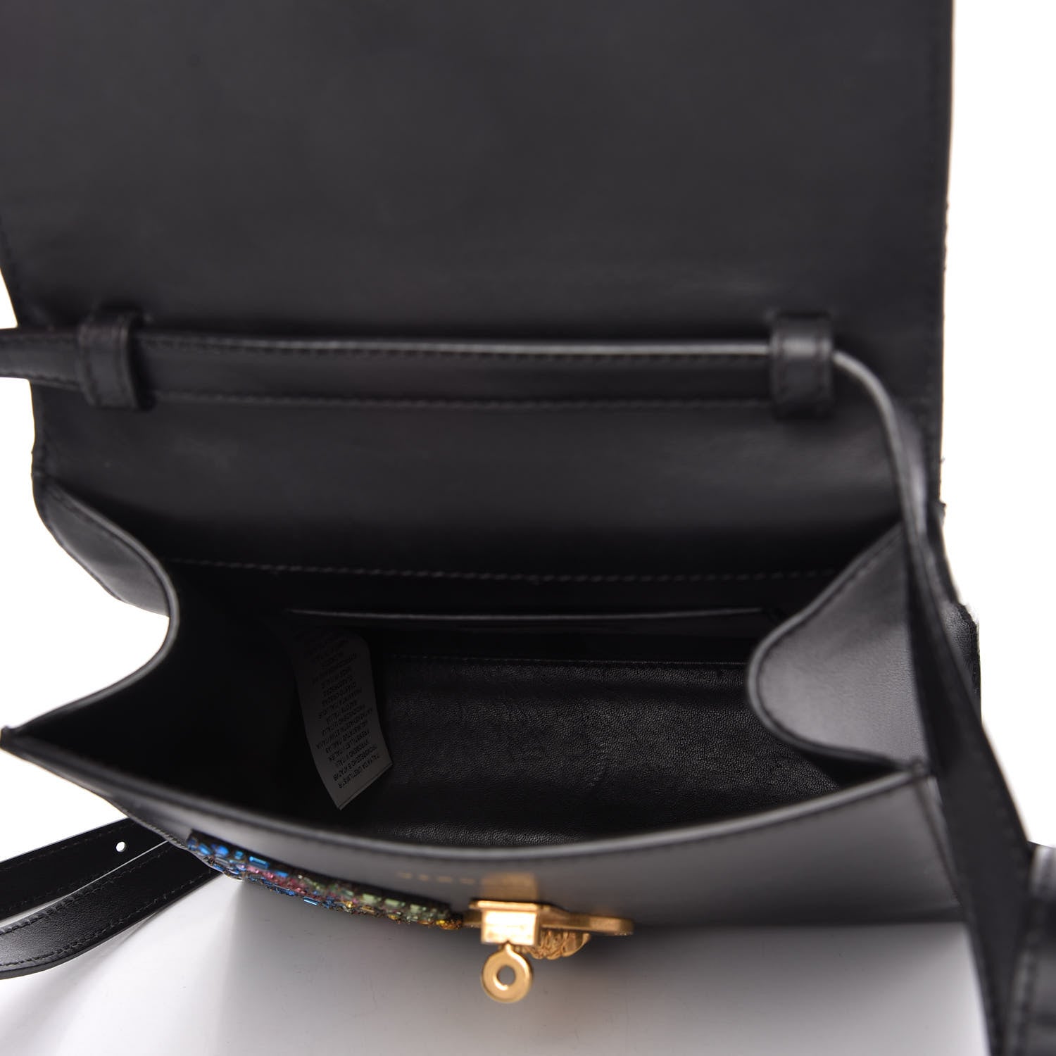 Versace Nappa Crystal Embroidered Alphabet Icon Flap Black 5 of 9