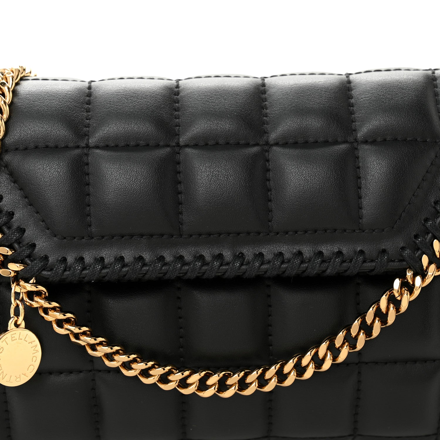 Stella McCartney Vegan Leather Quilted Falabella Clutch with Chain Bag Black 8 of 11