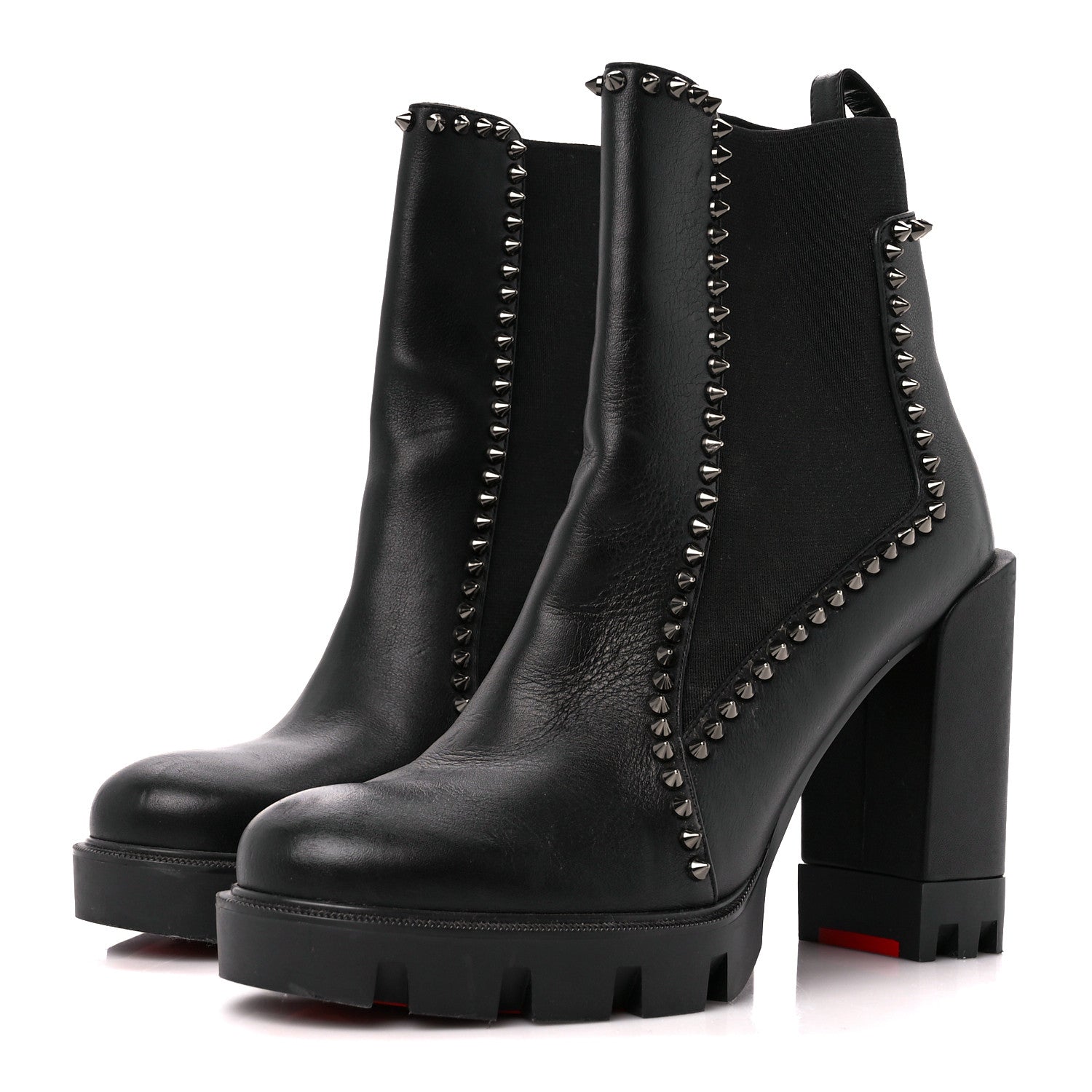Christian Louboutin Nappa Out Line Spike Lug 100 Boots 38.5 Black 3 of 8
