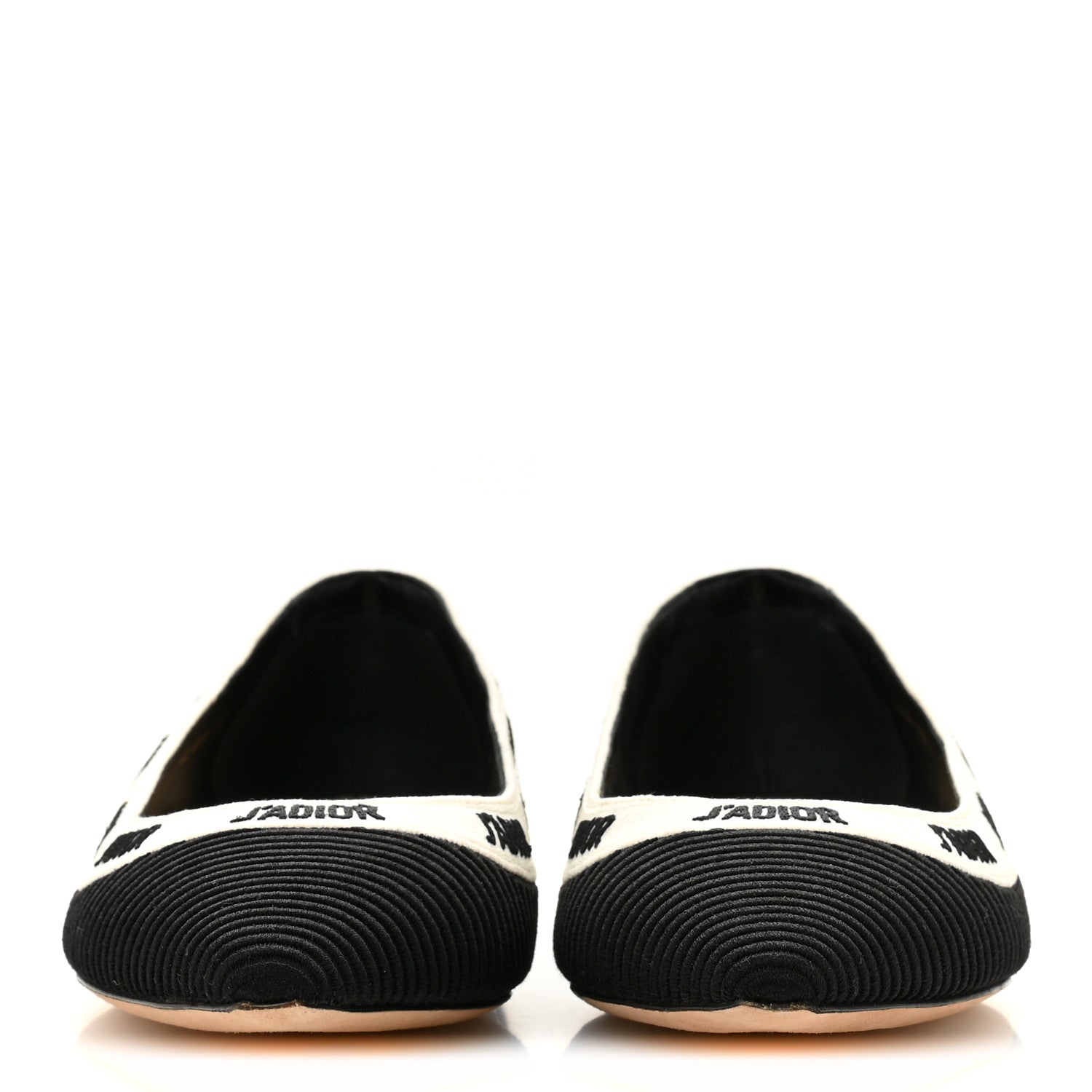 Christian Dior Fabric Ribbon Embroidered J'Adior Ballet Flats 37.5 Black 2 of 9
