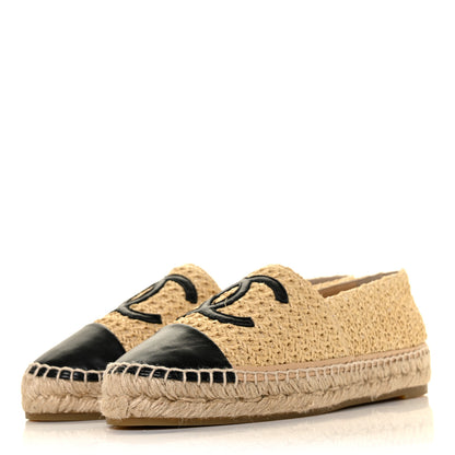 Chanel Braided Fabric Lambskin CC Espadrilles 39 Beige Black 3 of 10