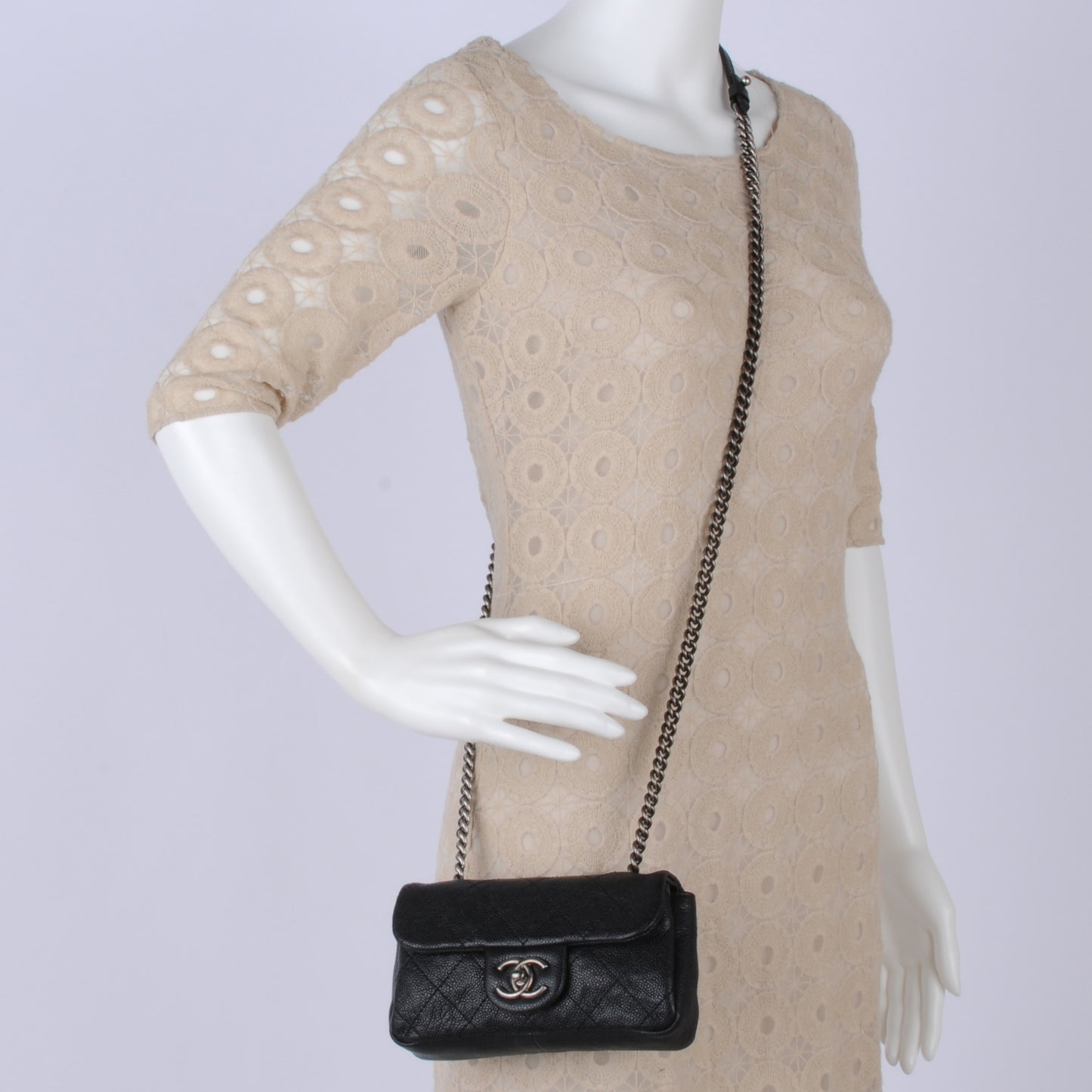Caviar Quilted Mini Simply CC Flap Black