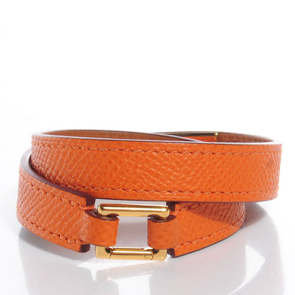 Hermes Epsom Rivale Double Tour Bracelet Extra Small Orange 3 of 8