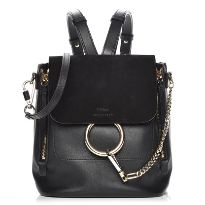 Chloe Suede Calfskin Small Faye Backpack Black 1 of 7