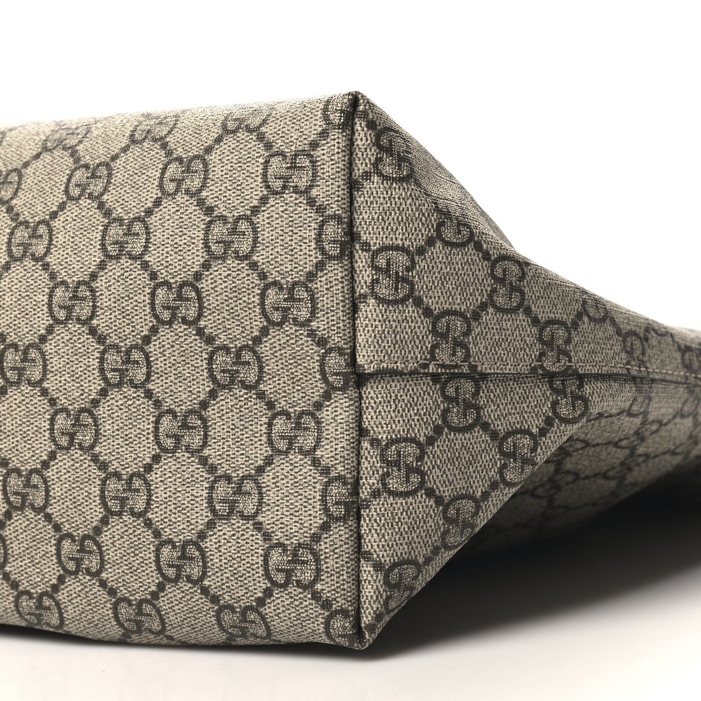 GG Supreme Monogram Textured Dollar Calfskin Web Medium Ophidia Shopping Tote Beige Ebony Mystic White
