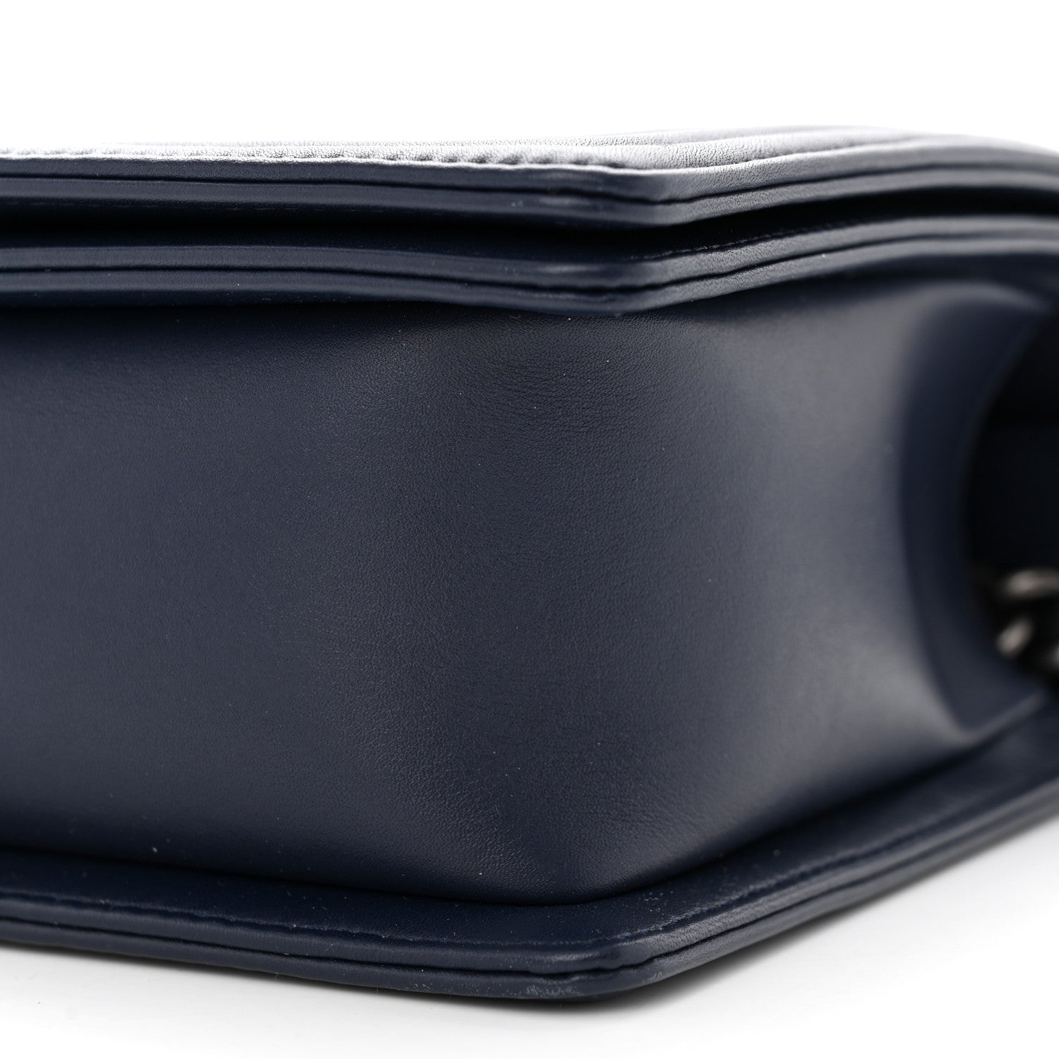 Chanel Calfskin Chevron Quilted New Medium Boy Flap Dark Navy Blue 10 of 11