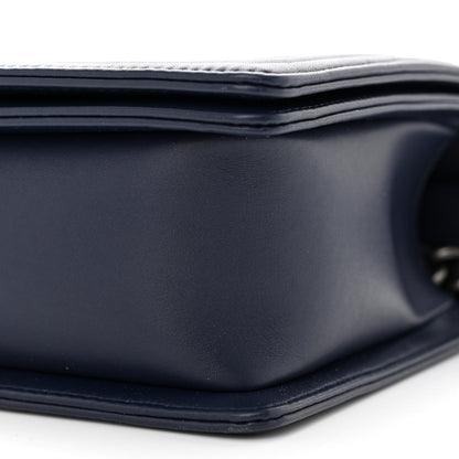 Chanel Calfskin Chevron Quilted New Medium Boy Flap Dark Navy Blue 10 of 11