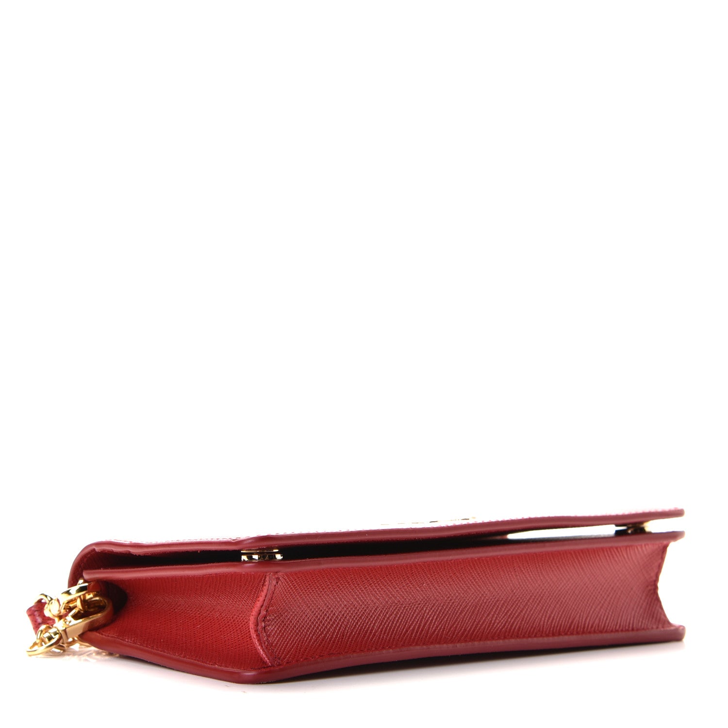 Prada Saffiano Metal Mini Flap Crossbody Wristlet Bag Fuoco 6 of 7
