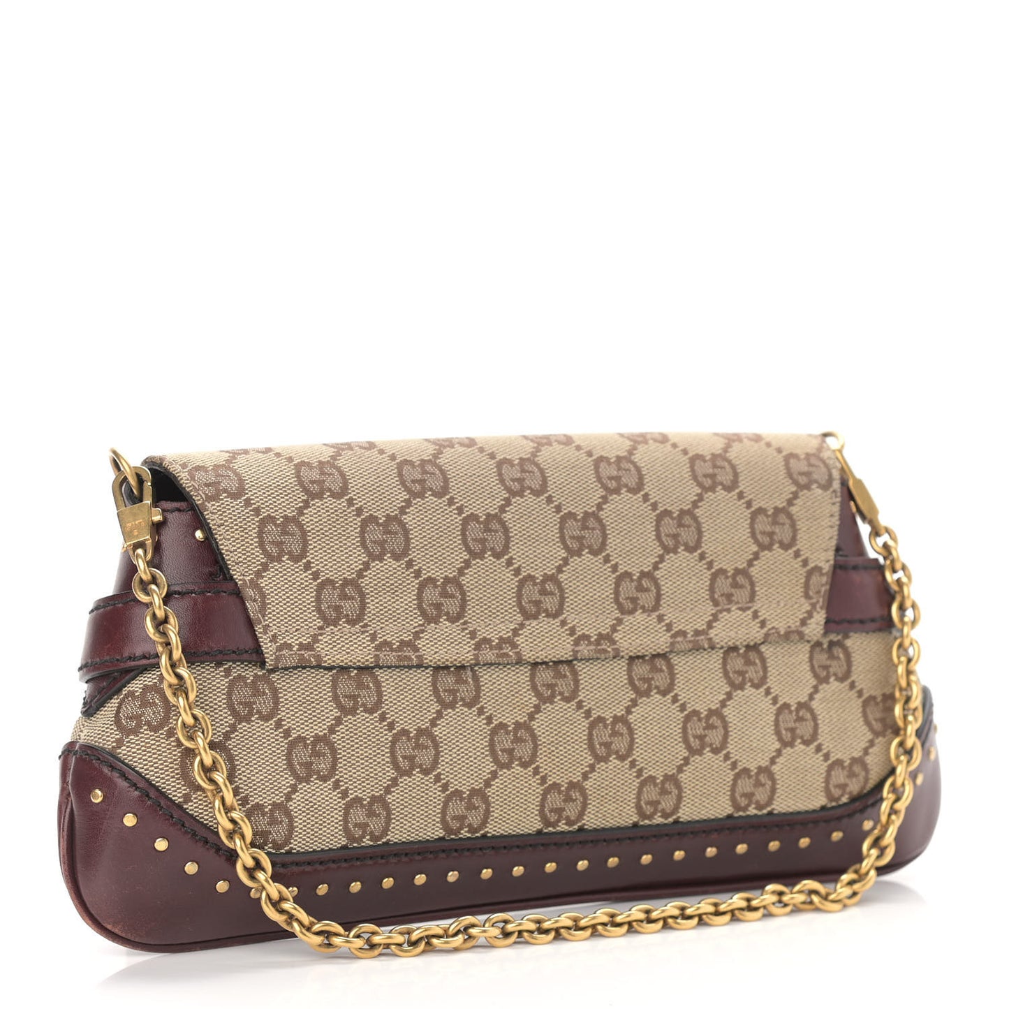 Monogram Studded Horsebit Clutch Bordeaux