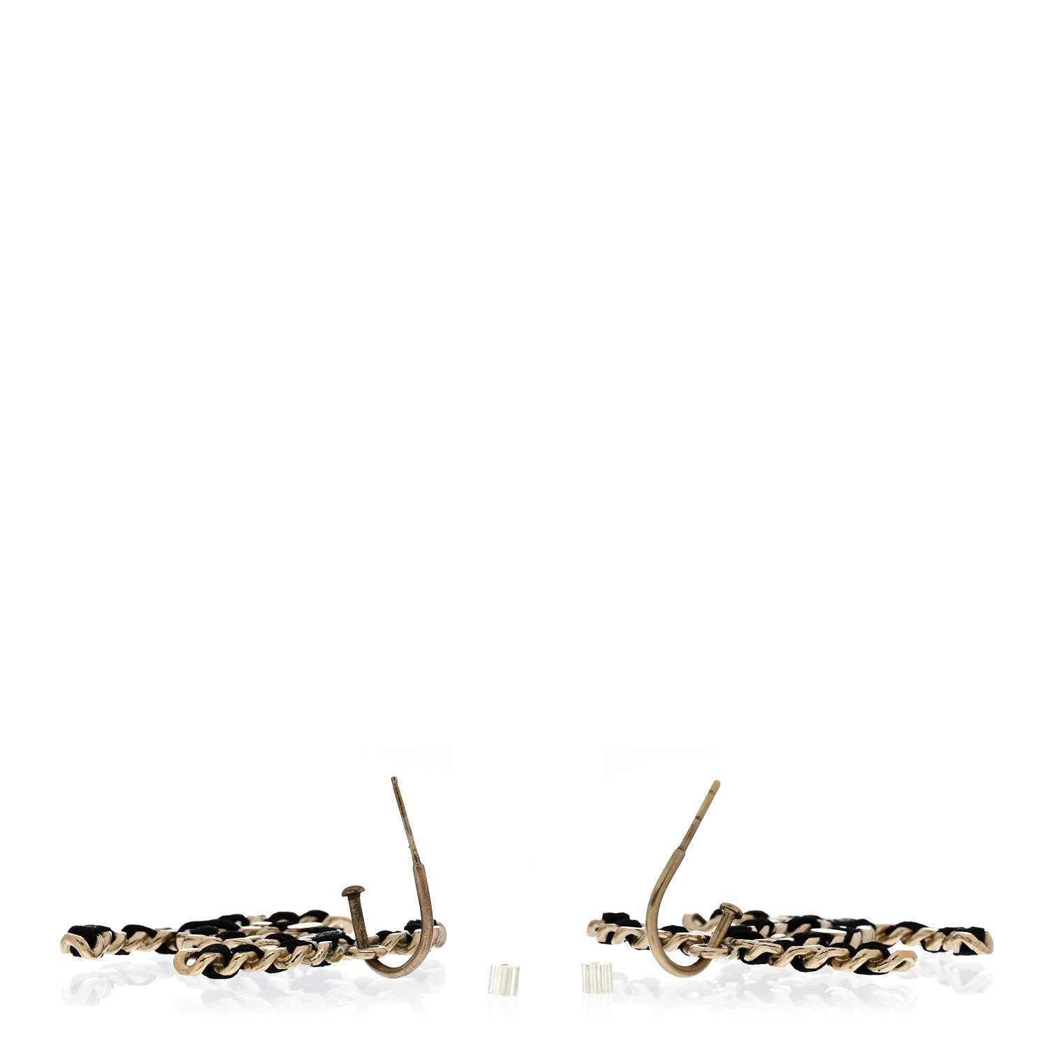 Chanel Satin CC Chain Earrings Light Gold Black 3 of 4