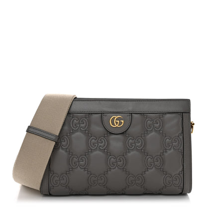 Gucci Calfskin GG Matelasse Small Slim Chain Shoulder Bag Dusty Grey Natural 1 of 13