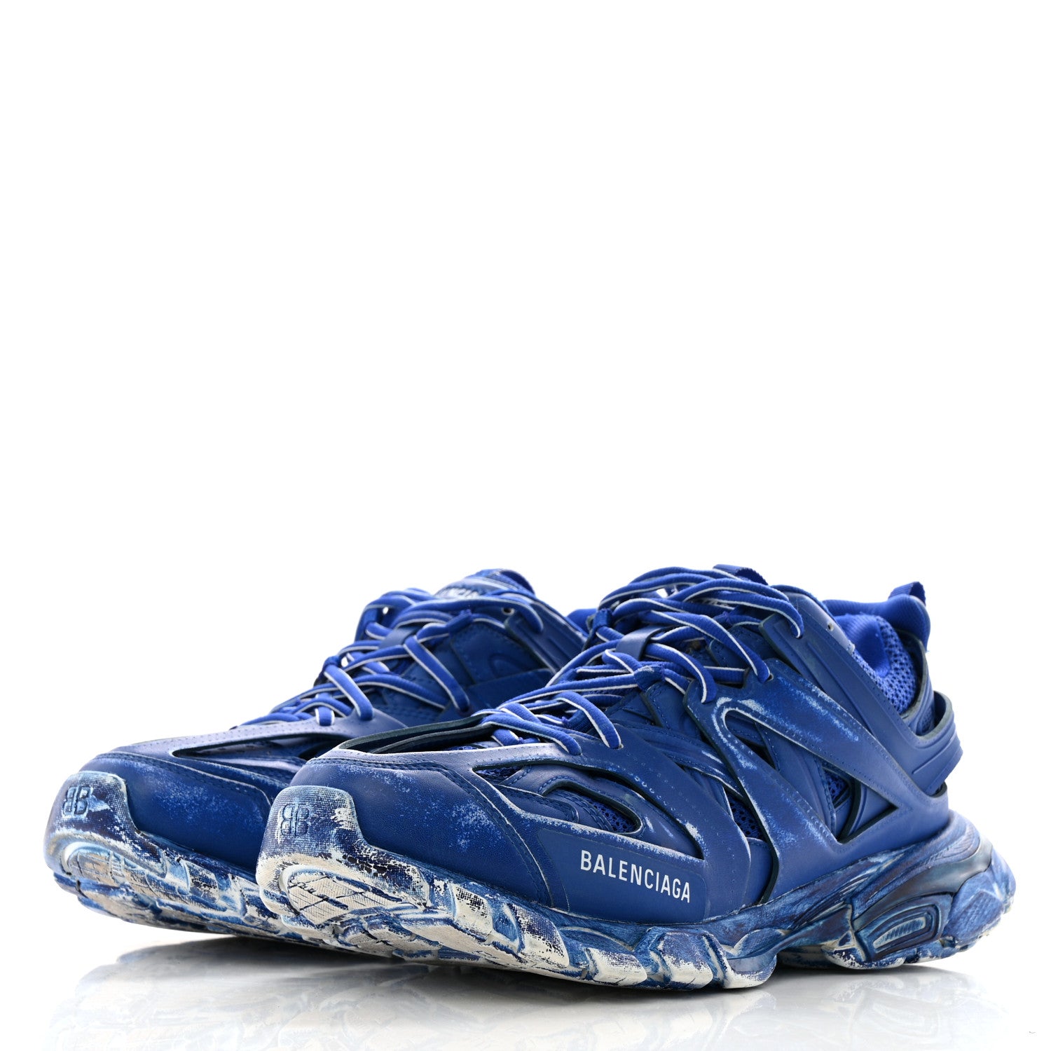 Balenciaga Mesh Nylon Mens Track Sneakers 42 Faded Blue 1763554