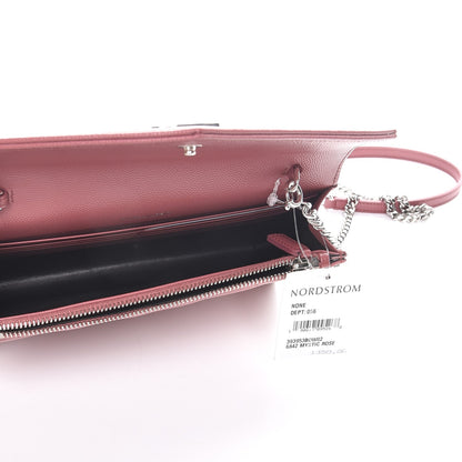 Saint Laurent Grain De Poudre Matelasse Chevron Monogram Envelope Chain Wallet Mystic Rose 5 of 8