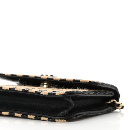 Chanel Raffia Jute Striped Belt Bag Black Beige 10 of 10