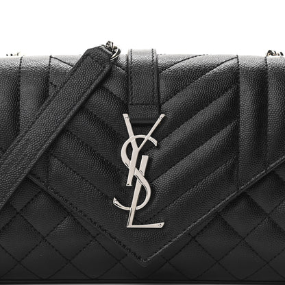 Saint Laurent Grain De Poudre Textured Mixed Matelasse Triquilt Small Monogram Satchel Black 7 of 9