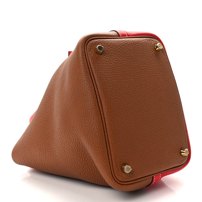 Hermes Taurillon Clemence Picotin Lock Picotin 18 PM Rouge De Coeur Gold 4 of 10