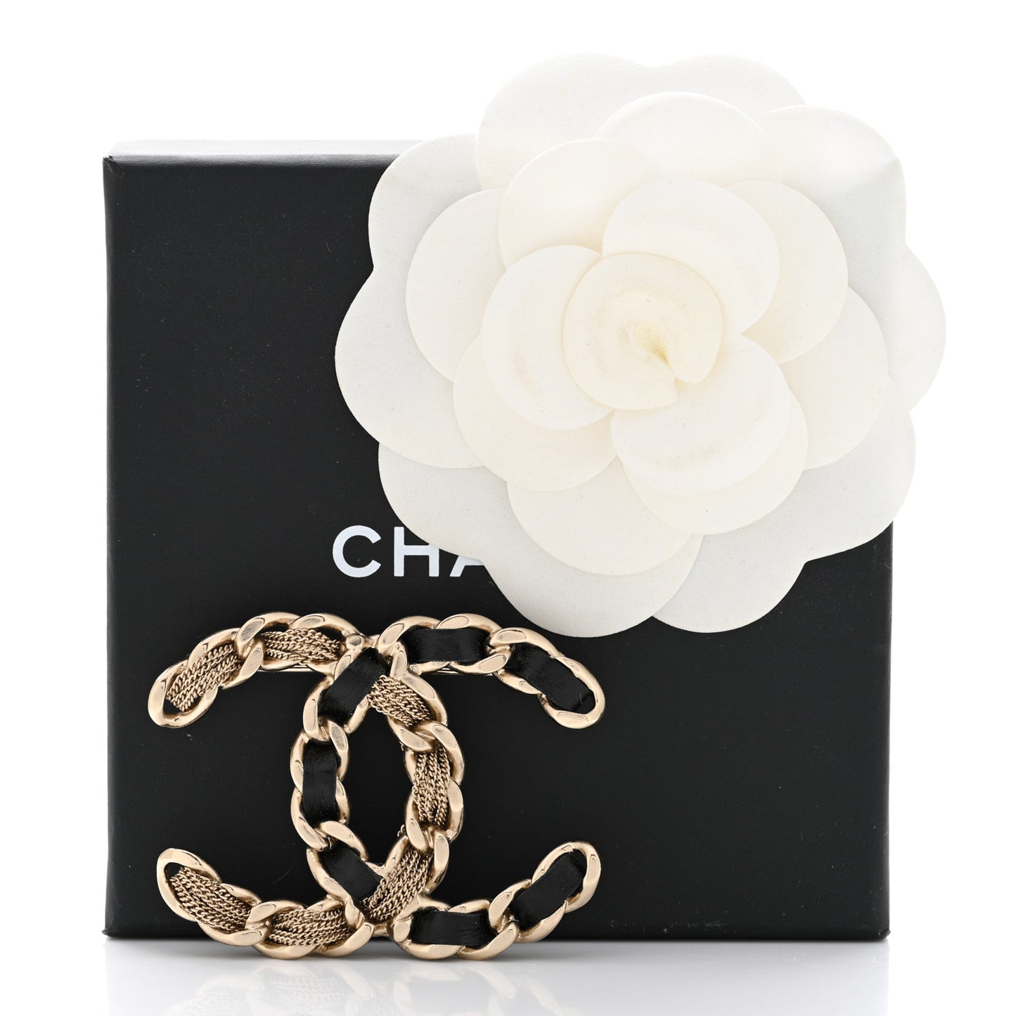 Metal Chain French New Wave CC Brooch Black Gold