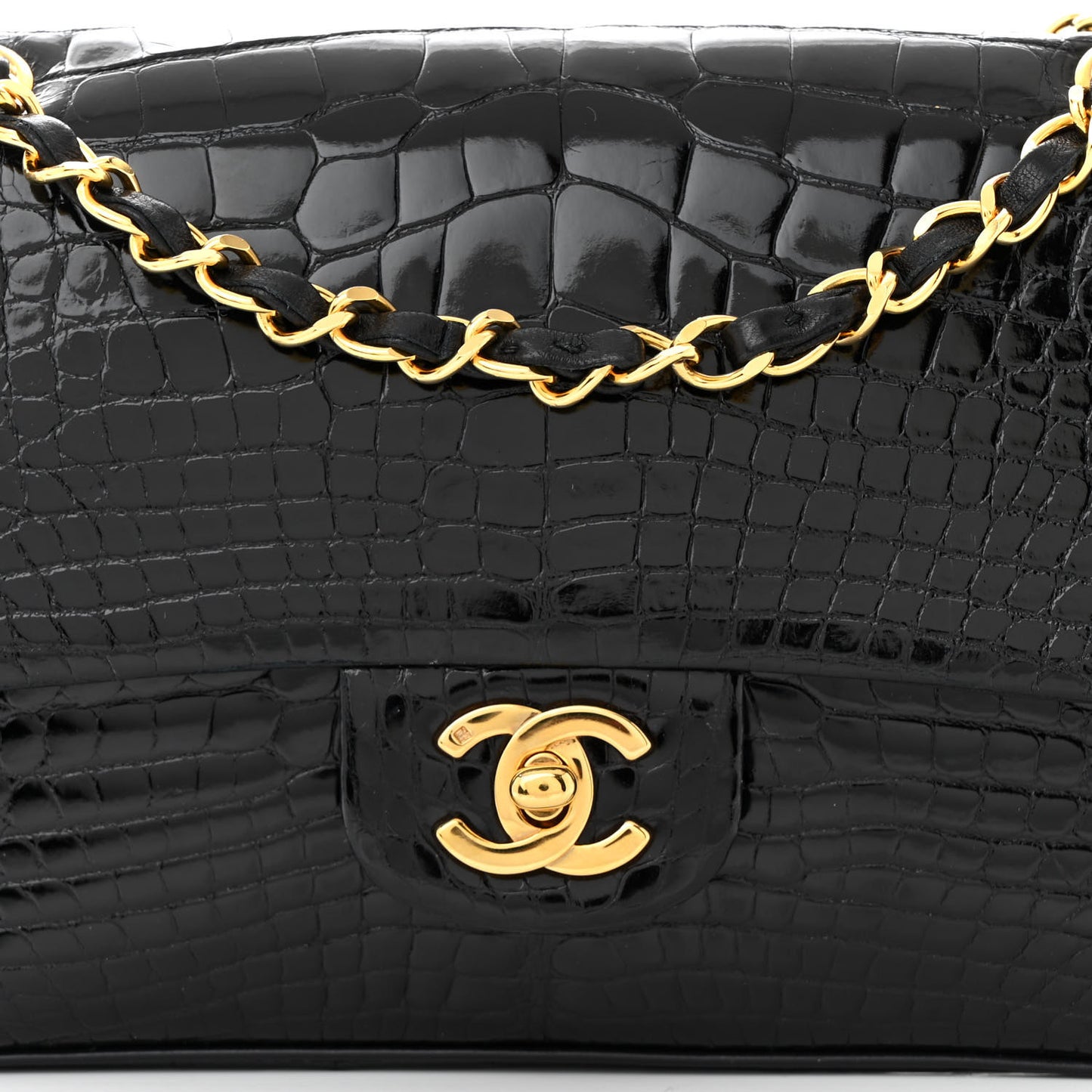 Alligator Small Double Flap Black