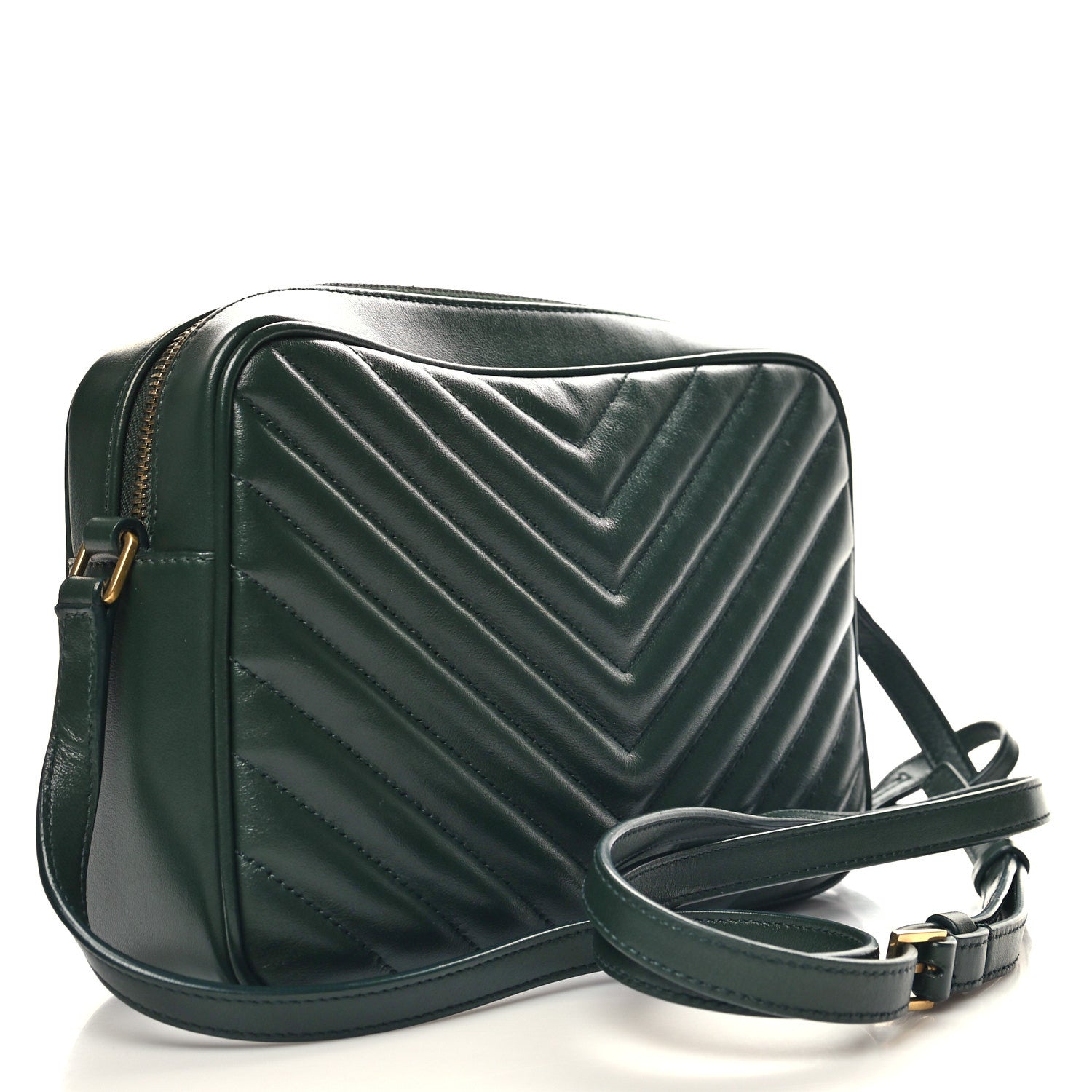 Saint Laurent Calfskin Matelasse Monogram Lou Camera Bag Vert Fonce 3 of 10