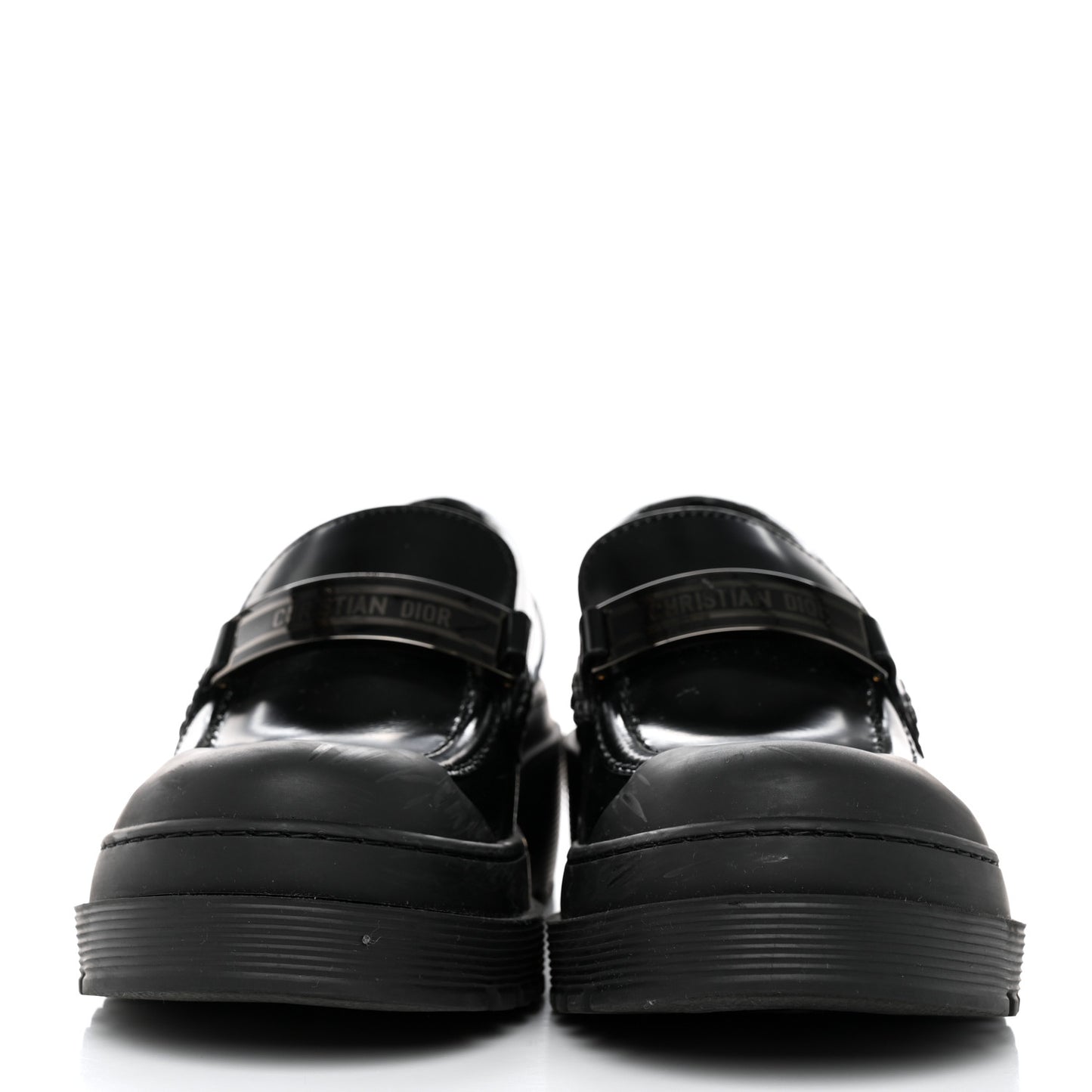 Brushed Calfskin Dior Code Lug Sole Platform 35mm Loafers 36 Black