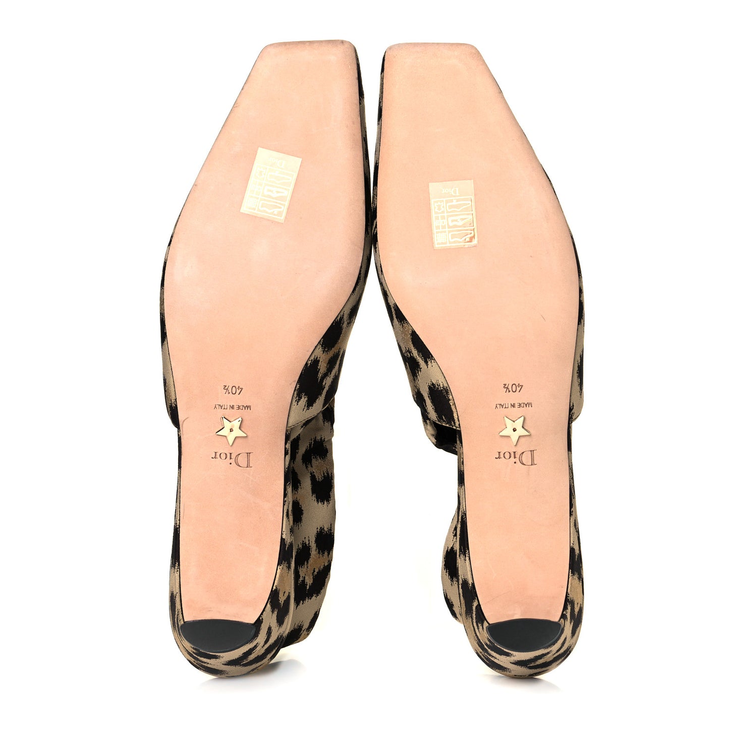 Nylon Leopard Print Mizza Slingback Pumps 40.5 Beige Multicolor