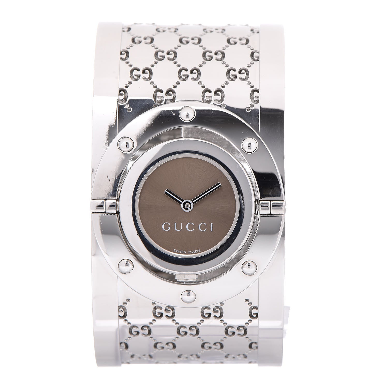 Gucci Stainless Steel 33mm Twirl Quartz Watch Brown 1 of 6