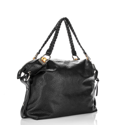 Gucci Leather Bamboo Bar Large Shoulder Bag Black 3 of 7